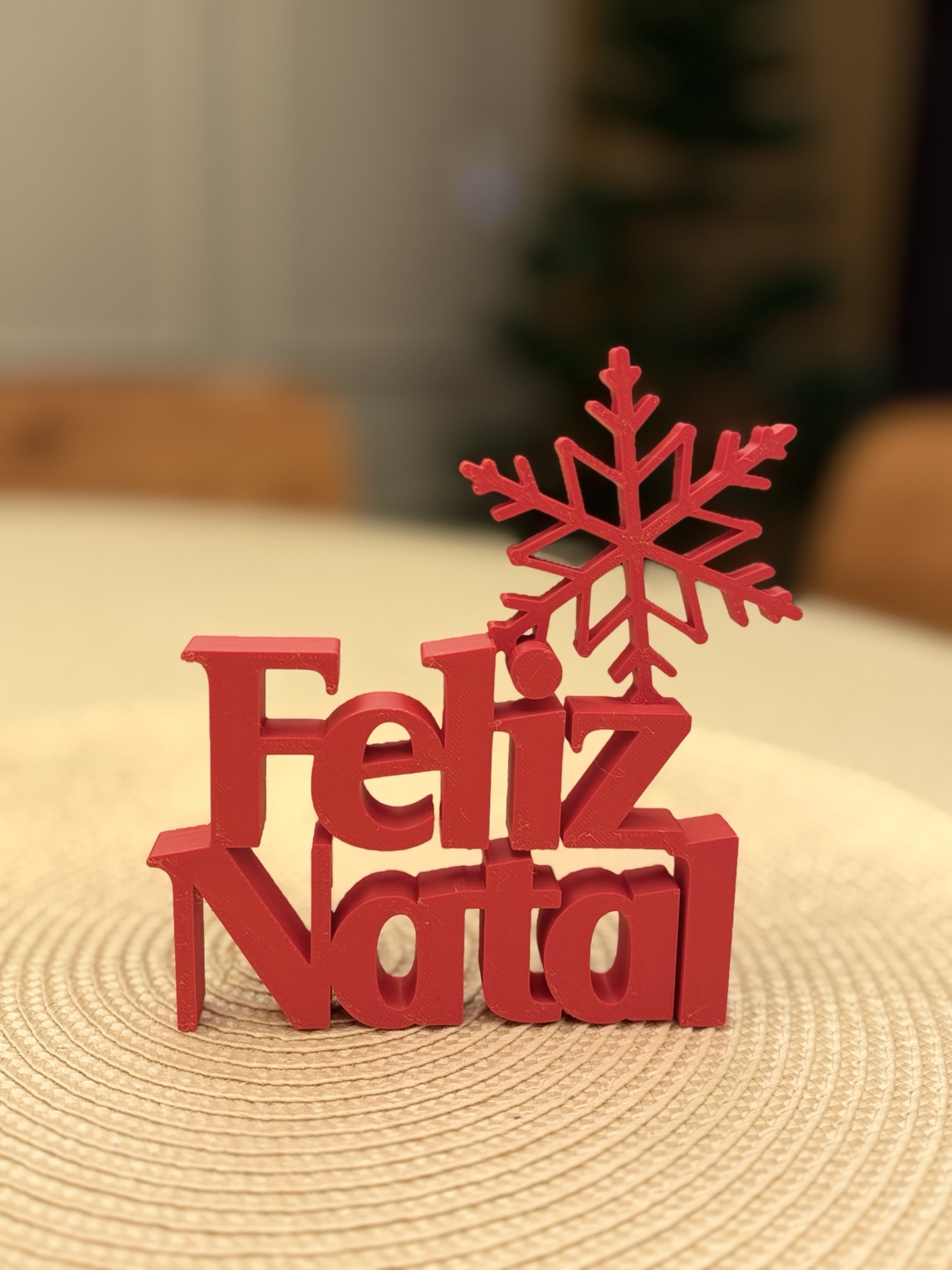 Enfeite vermelho Feliz Natal impresso em 3D